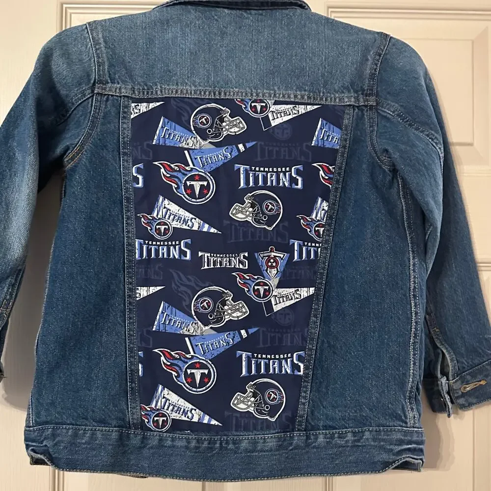 Upcycled Denim Child's Jackeet Tennessee Titans Size 8